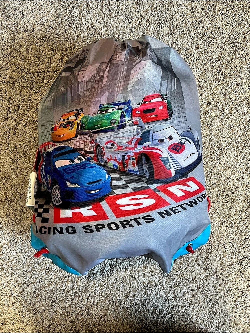 Disney Pixar Cars Drawstring Backpack and Sleeping Bag Gray & Red